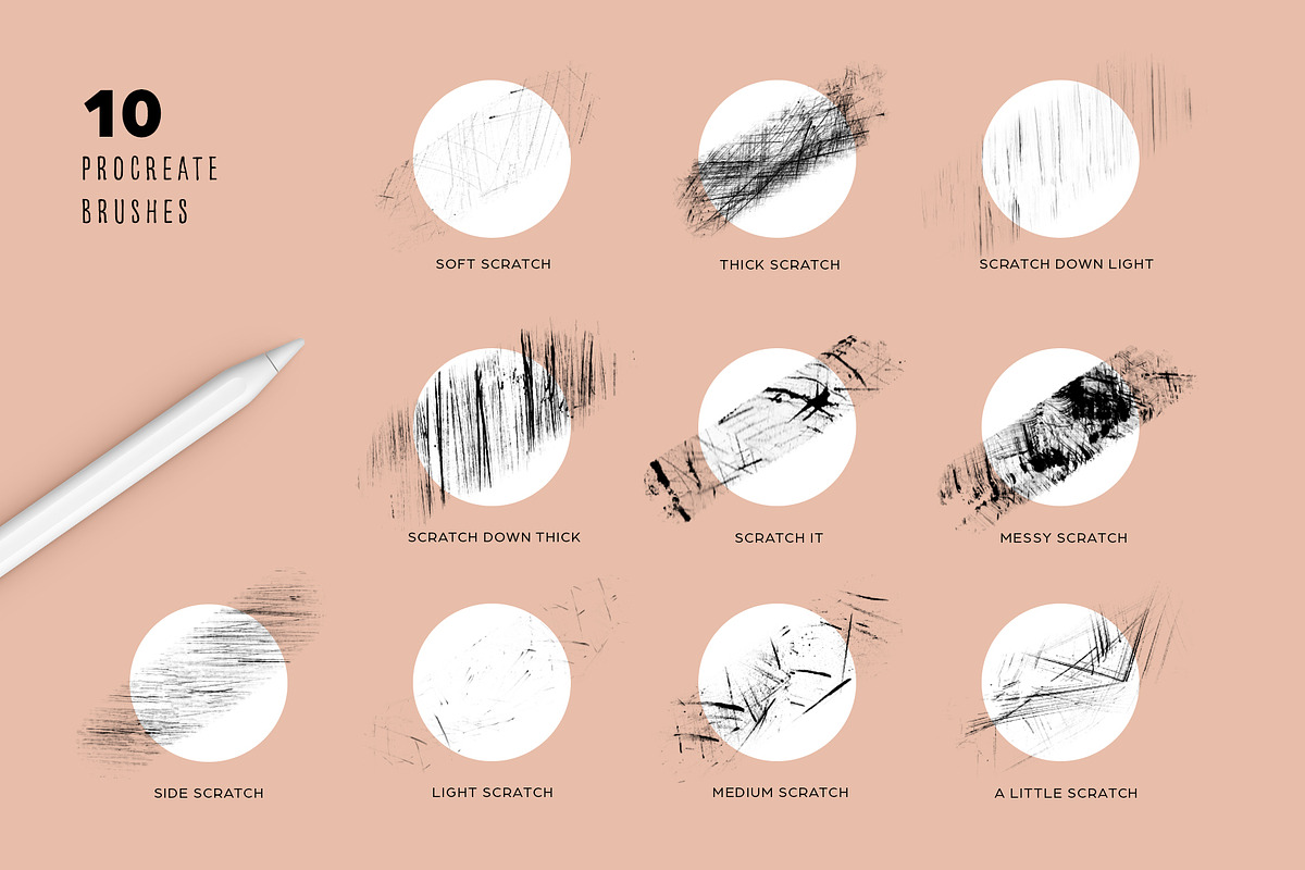 Scratch Procreate Brushes, a Brush Add-On by Faber Co. (Photo 2 of 5)