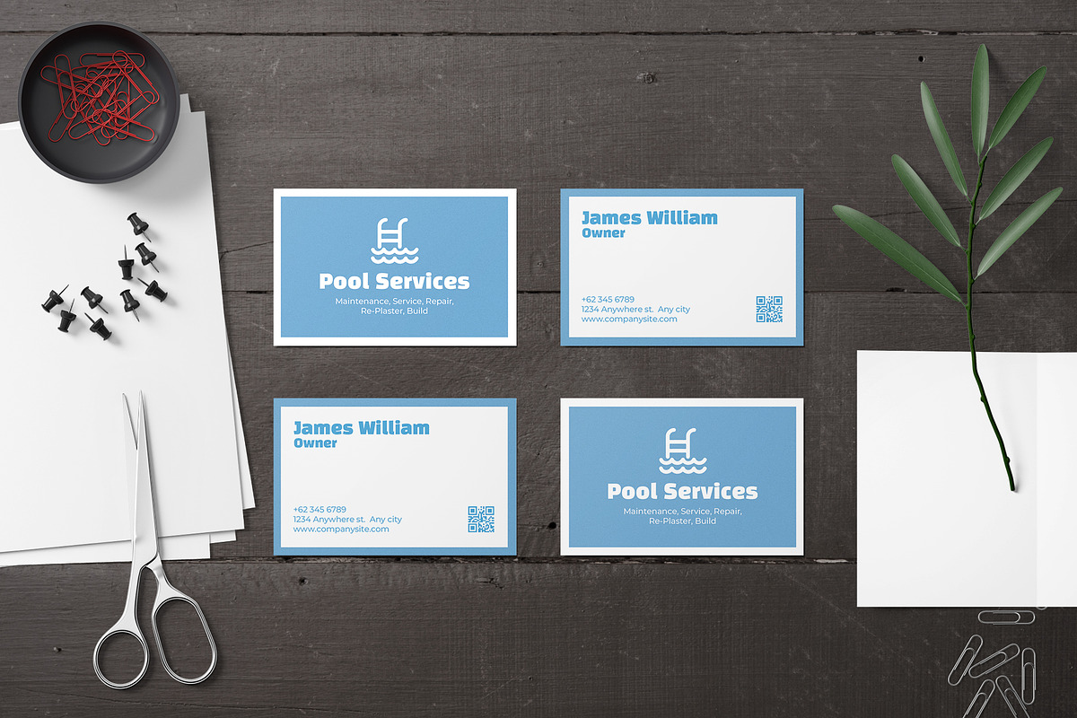 Pool Service Business Card, a Business Card Template by Artnivora.Std