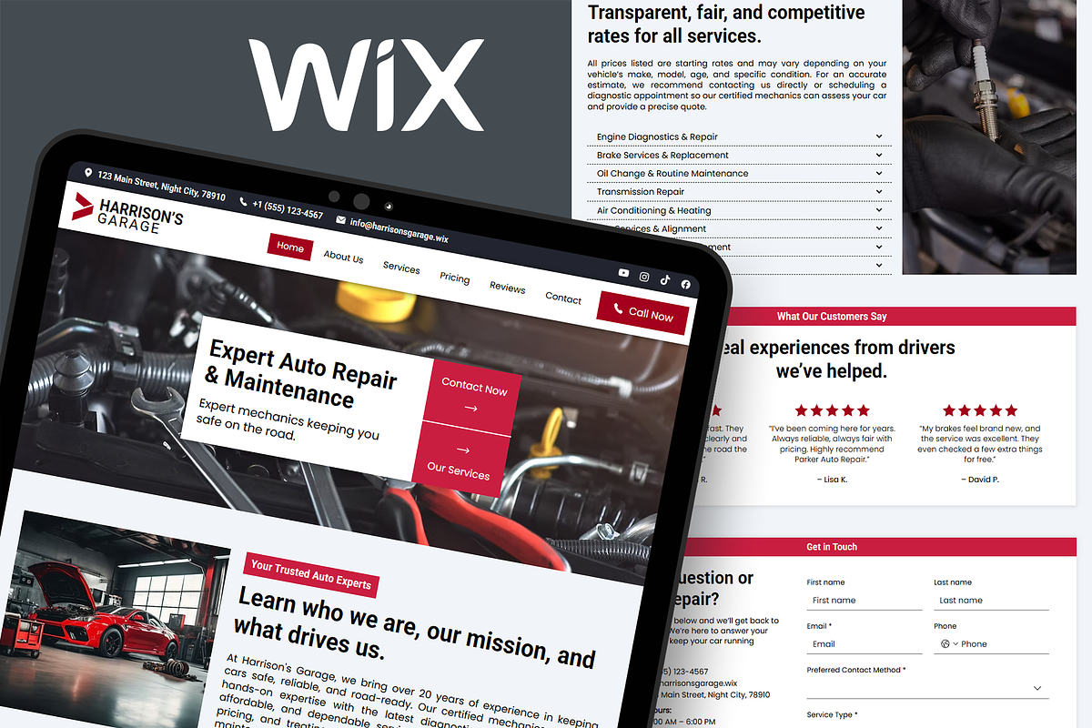 Car Repair Wix Studio Website