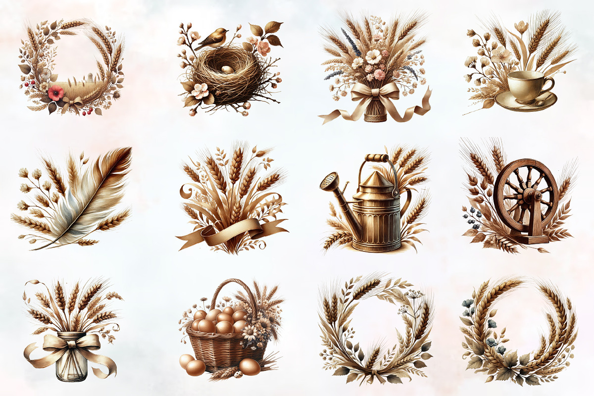 Sepia spring clipart bundle, an Illustration by RobertsArt (Photo 5 of 7)