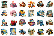 Watercolor Cozy Evening Clipart, an Illustration by DreamPrint404 (Thumbnail 4 of 5)