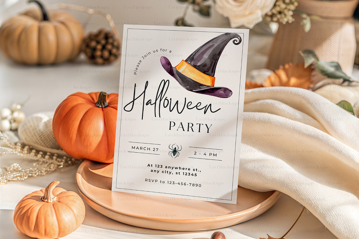 Autumn Wedding Invitation Mockup, an Advertising Mockup by TatiMockup (Photo 3 of 4)
