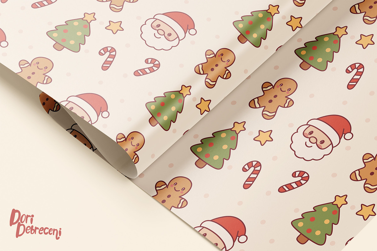 Kawaii Christmas Wrapping Paper, an Illustration by Dori Debreceni draws (Photo 6 of 6)