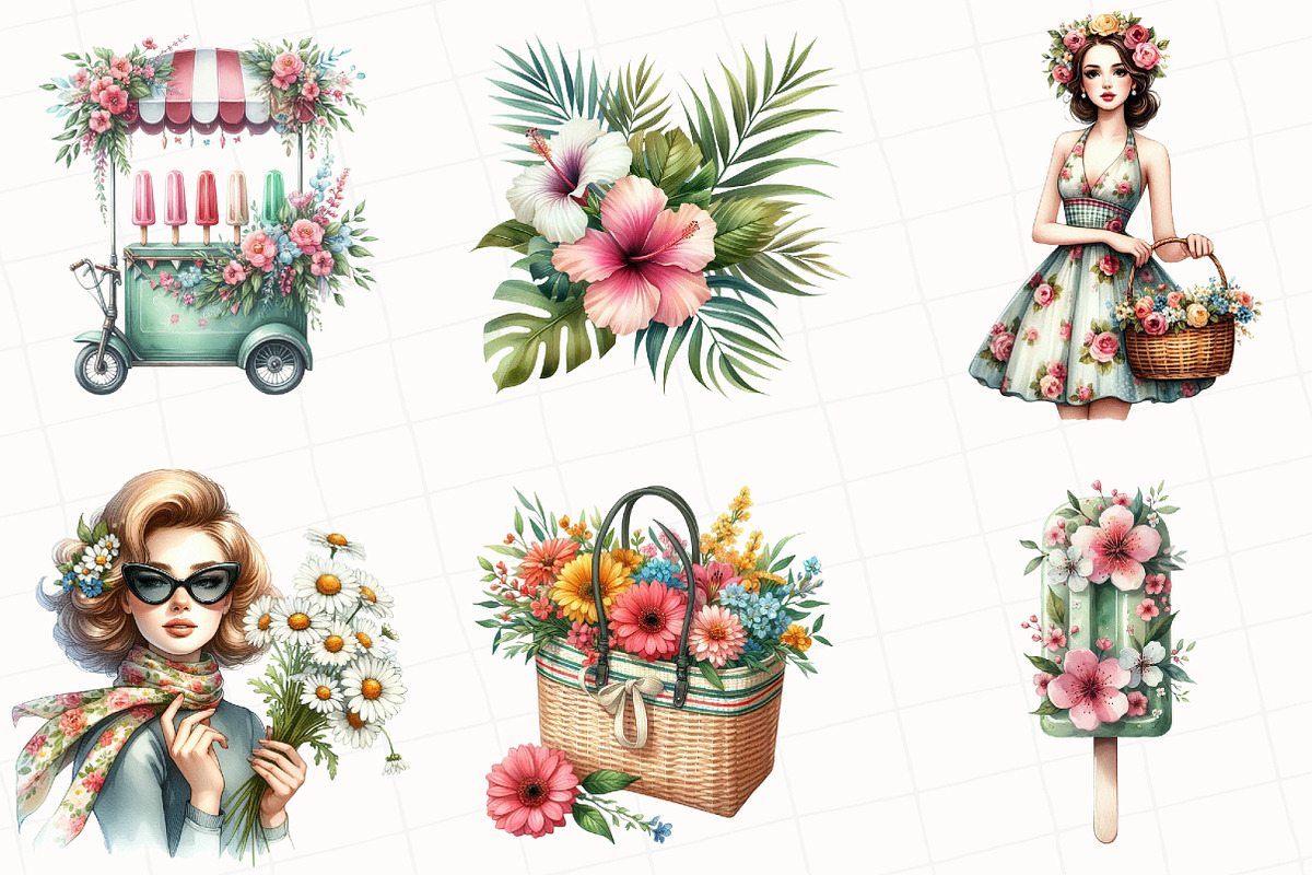 Floral Summer Sublimation Clipart, an Illustration by OK Design (Photo 3 of 5)