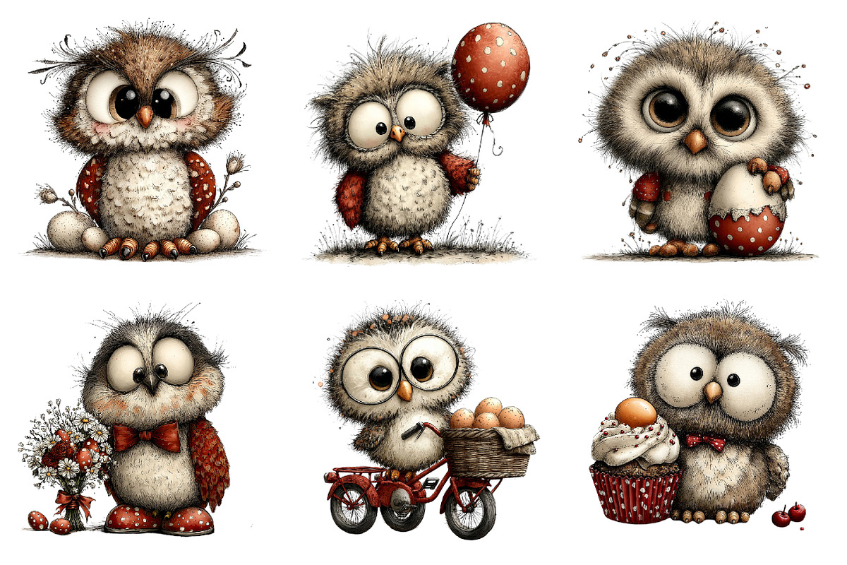 Whimsical Easter Owl Clipart, an Illustration by Dream Creation (Photo 3 of 6)