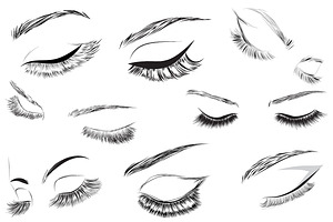 Woman Eyes And Lashes Set 20 Vectors