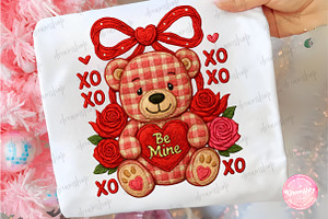 Coquette Valentine Teddy Bear PNG, an Illustration by CreationArt