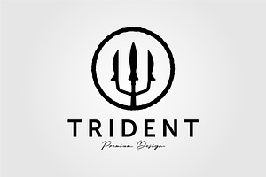 trident spear poseidon weapon logo, an Illustration by Rizkaarishandy_shop