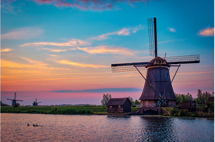 Windmills at Kinderdijk in Holland, an Architecture Photo by f9photos