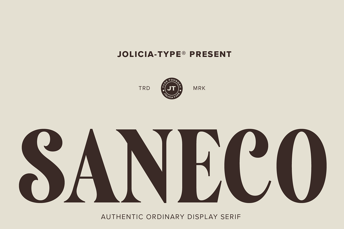 Saneco | Display Serif, a Serif Font by Jolicia Type (Photo 1 of 12)