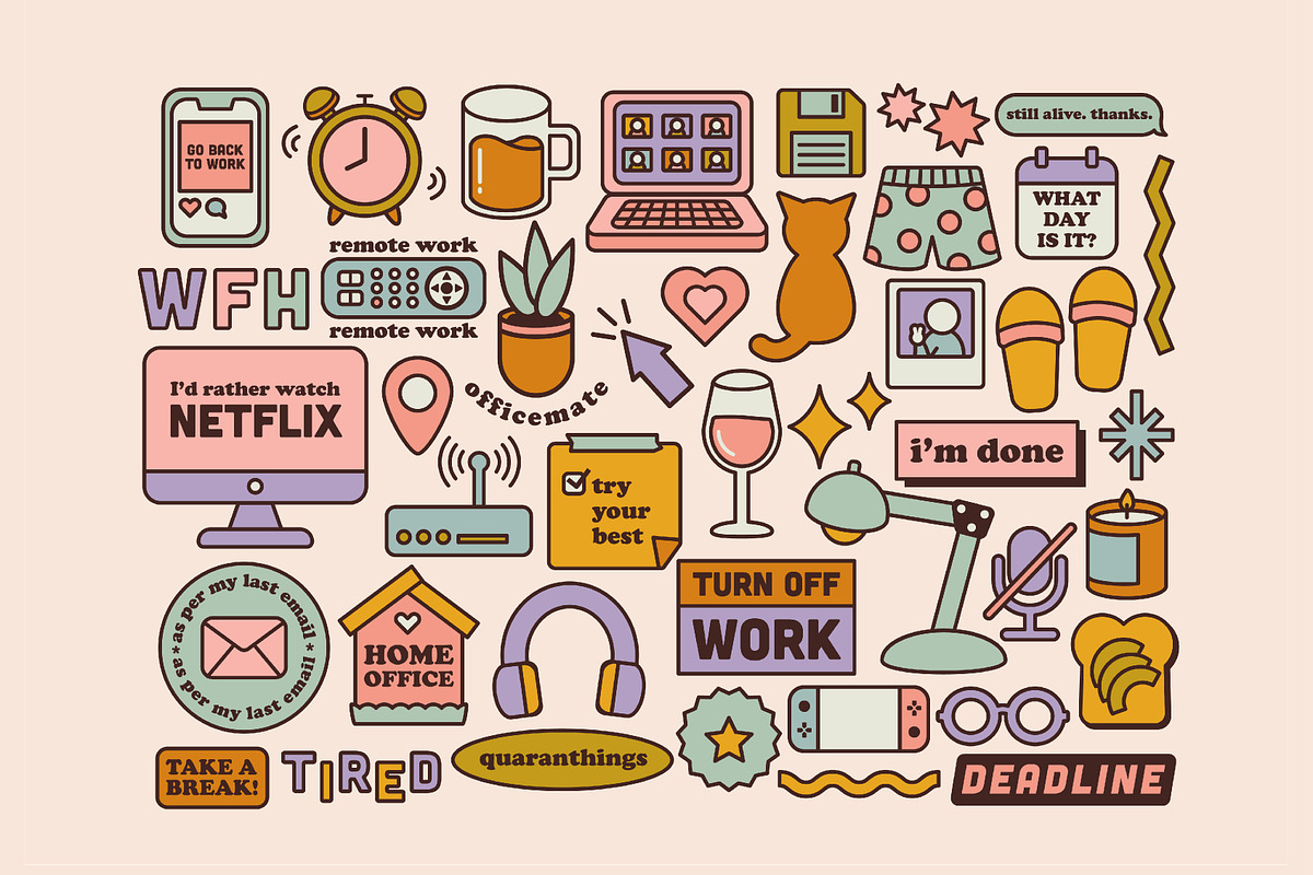 Work-From-Home Sticker Pack, an Illustration by Creativity Bucketlist (Photo 4 of 6)