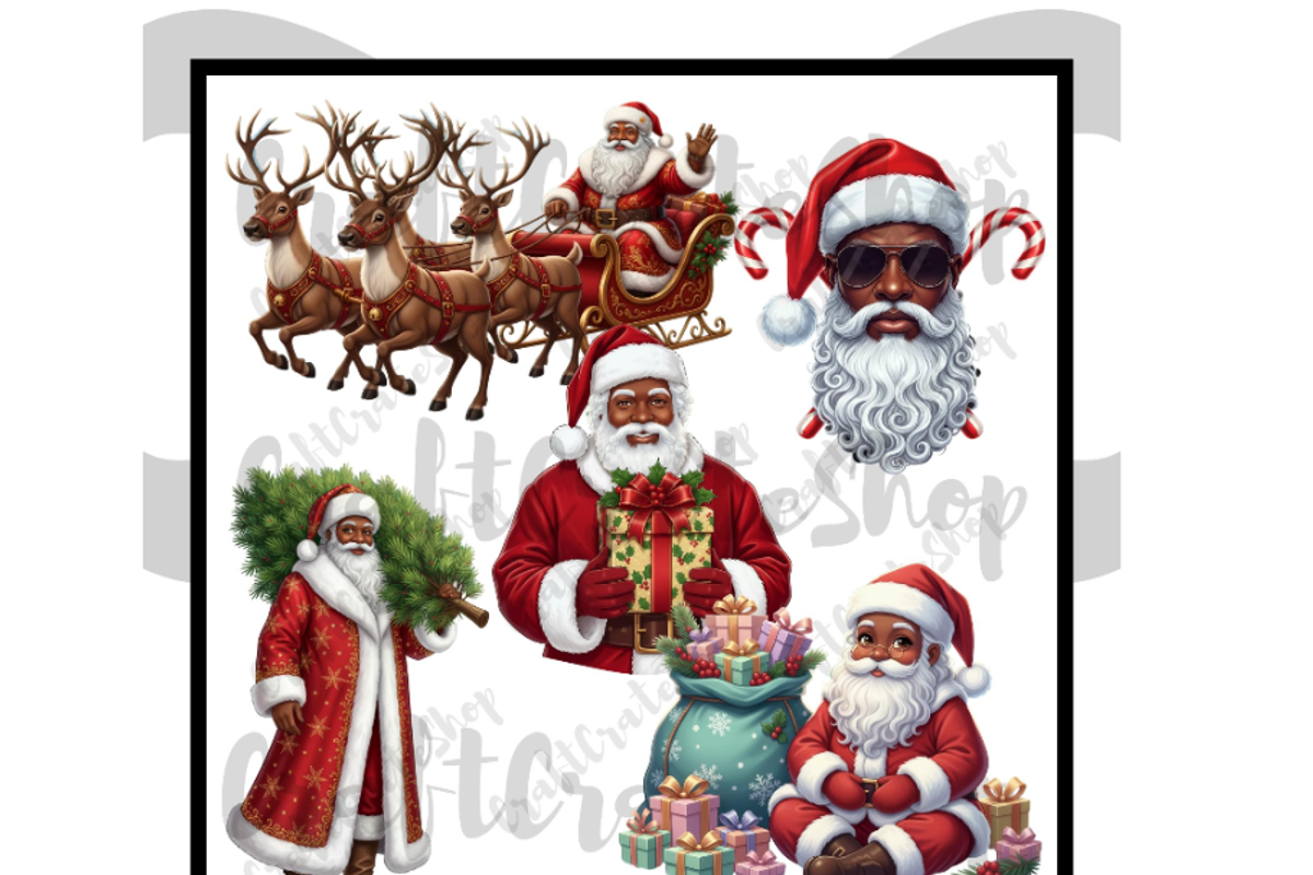Black Santa Claus Clipart, an Illustration by CraftCrateShop (Photo 2 of 7)