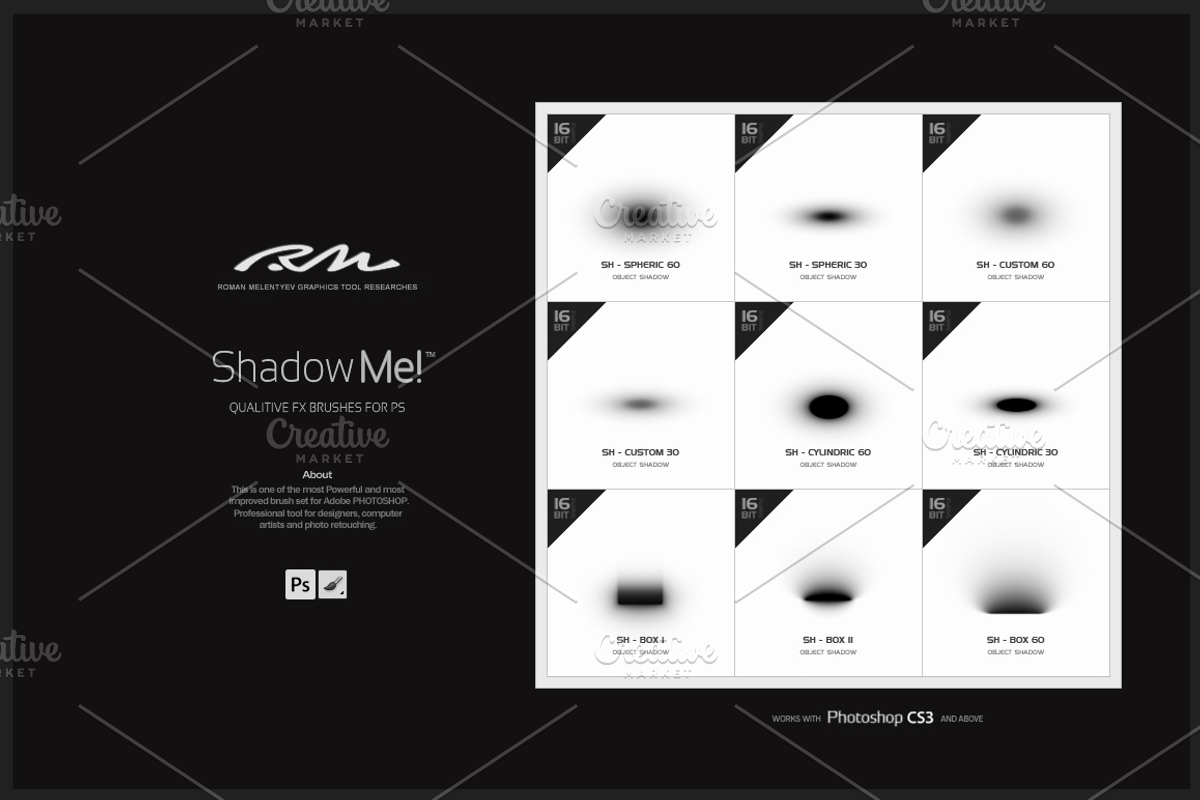 RM Shadow Me! (PS brushes), a Brush Add-On by R M (Photo 2 of 9)