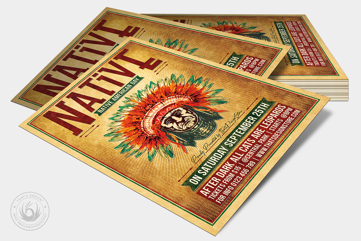 Native American Day Flyer Template 1, a Flyer Template by ThatsDesign Art