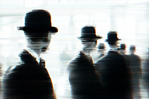 Surreal and glitchy scene of figures, a Person Photo by MistyDay