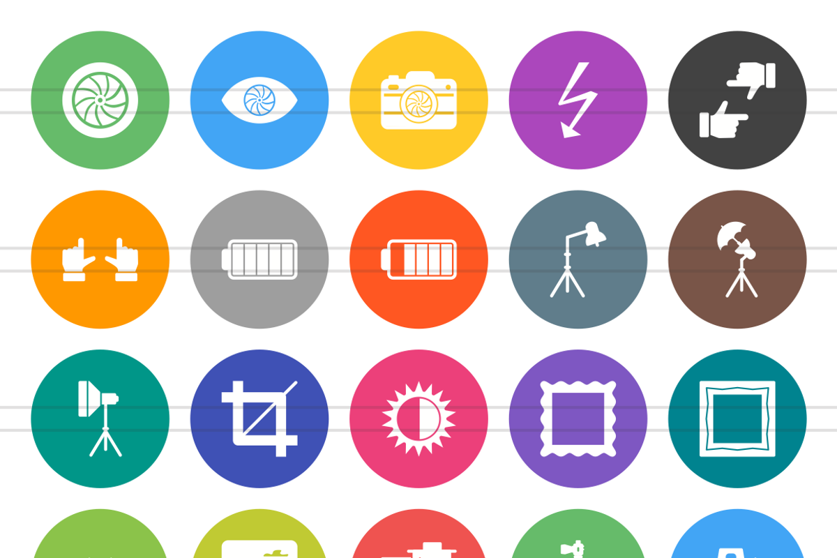 50 Photography Flat Round Icons preview 5