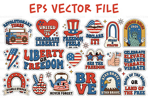 Retro 4th Of July Sticker Bundle, an Object Graphic by NH graphic