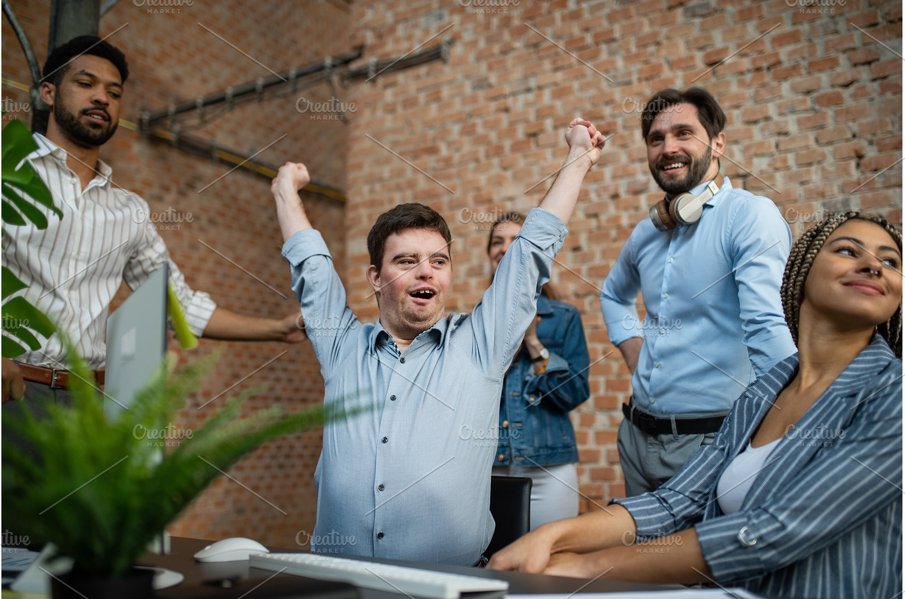 Happy down syndrome man with, a Person Photo by HalfPoint