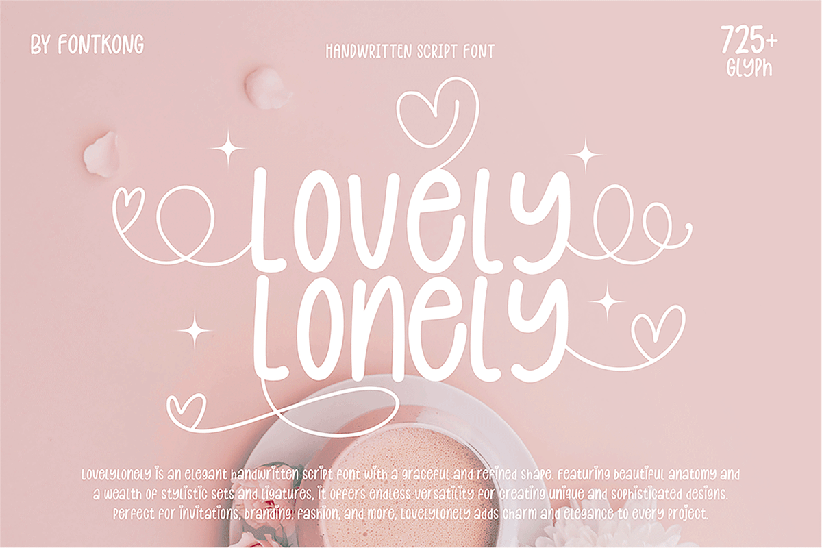 Lovely Lonely – A Handwritten Script, a Script Font by overlaytemplates (Photo 1 of 5)