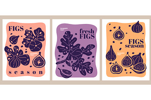 Figs banners. Decorative fruits, a Food Illustration by YummyBuum