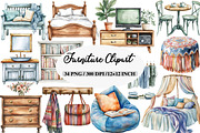 Watercolor Furniture Clipart Bundle, an Illustration by Daily.Designs (Thumbnail 1 of 5)
