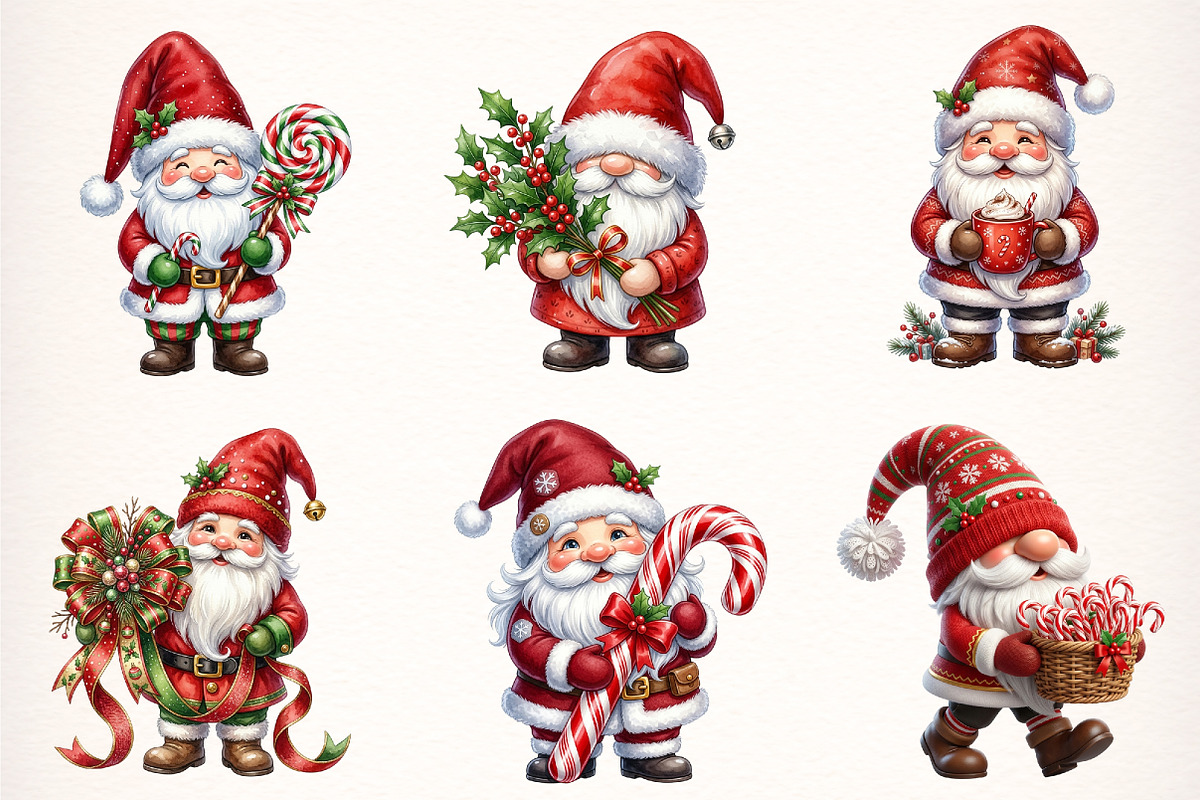 Christmas Santa Gnome Clipart Bundle, a Transportation Illustration by Digital Artistic99 (Photo 3 of 9)