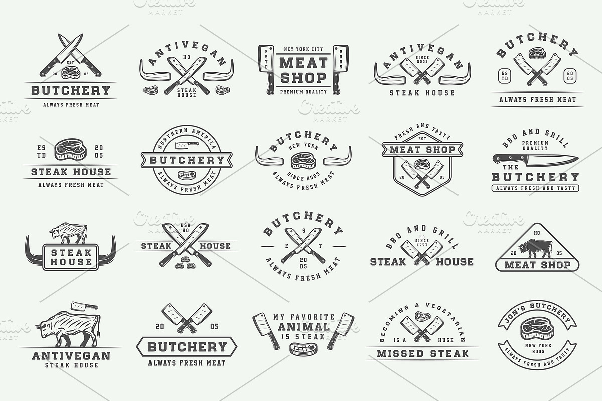 Vintage butchery emblems, a Branding & Logo Template by AkimD (Photo 5 of 15)