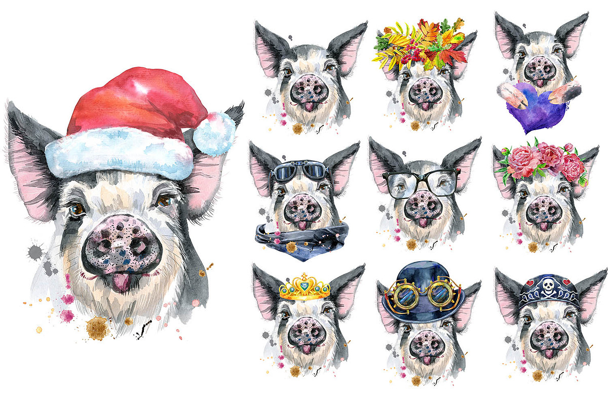 Watercolor pigs, an Animal Illustration by Watercolor fantasy (Photo 5 of 10)