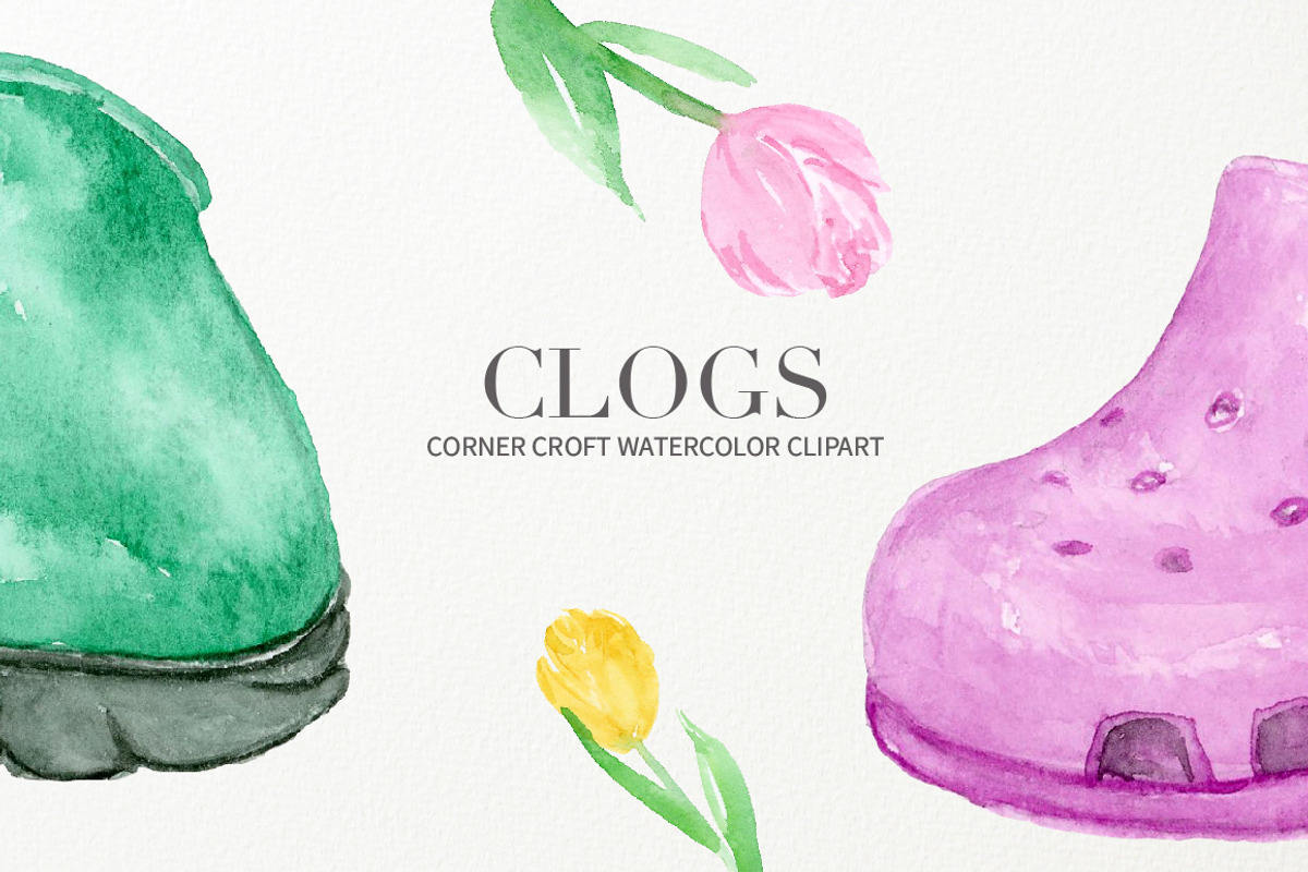 Watercolor Clogs Clipart, a Person Illustration by Corner Croft (Photo 7 of 8)