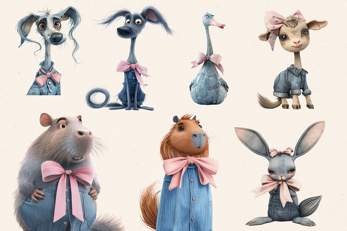 DENIM COQUETTE FARM CLIPART PACK, an Animal Illustration by Daring Digies (Photo 4 of 11)