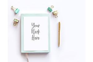 Mint Notebook Mockup, a Print Template by SunnyTangerine Stock