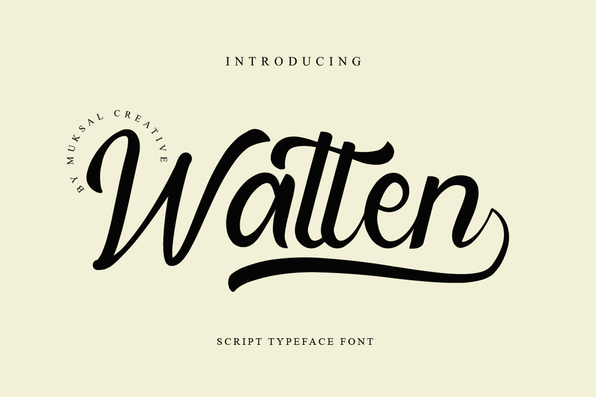 Watten, a Script Font by Muksal Creative (Photo 1 of 7)