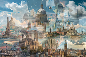 Collage of buildings from different, a Photo by Iftikhar Alam