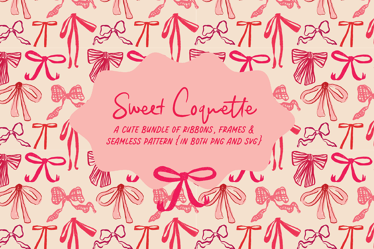Coquette ribbons, frames & pattern, a Decorative Illustration by bron.alexander (Photo 1 of 5)
