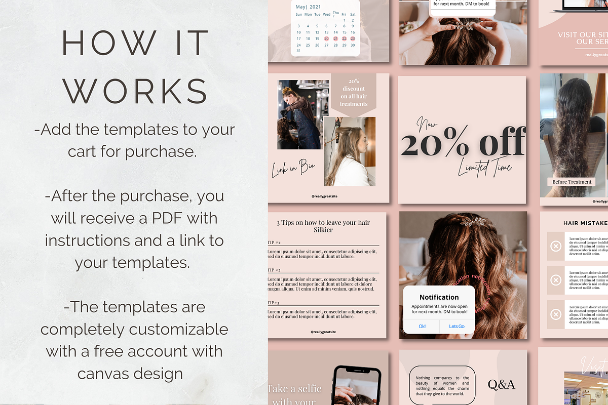 Hairstylist Instagram Templates, a Social Media Template by Social Assumptions (Photo 2 of 7)