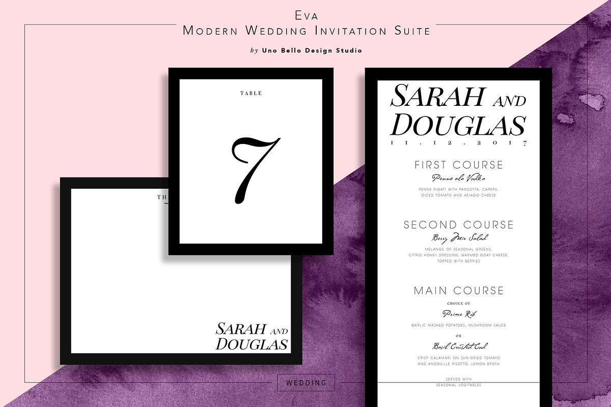 Eva Modern Wedding Stationery, an Invitation Template by Uno Bello Design Studio (Photo 4 of 5)