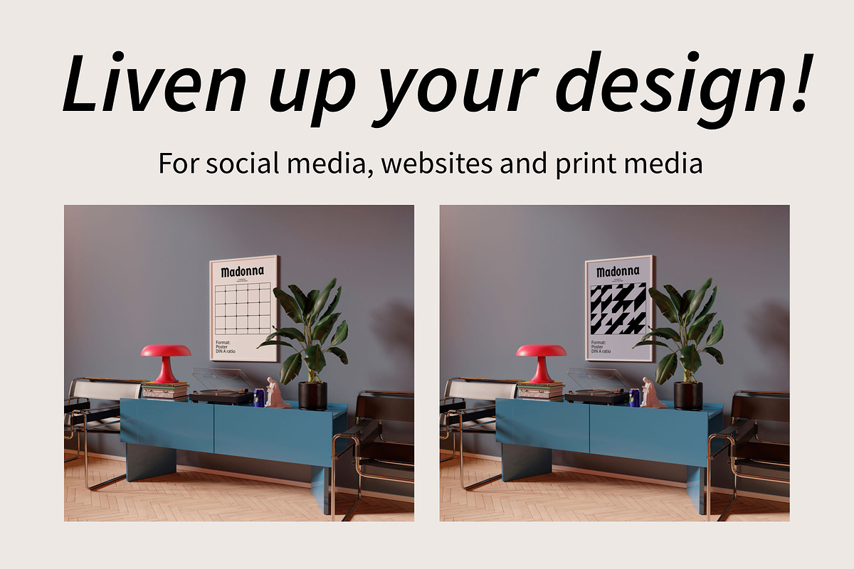 Framed Poster Mockup Bundle MADONNA, a Household Mockup by Bonumo (Photo 7 of 10)