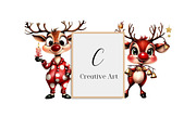 Whimsical Christmas Reindeer Clipart, an Illustration by Creative Art (Thumbnail 9 of 11)
