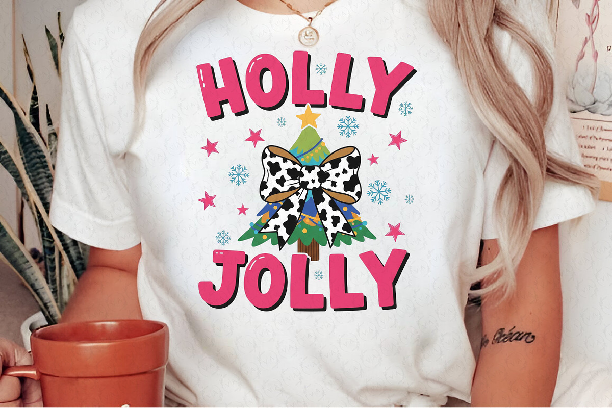 Colorful Glitter Holly Jolly Png, an Illustration by Craft Nest (Photo 2 of 6)