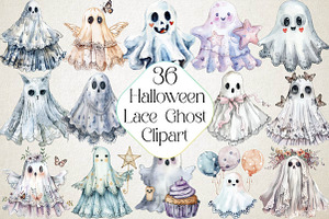 Cute Halloween Lace Ghost Png Clipar, an Illustration by DreamPrint404