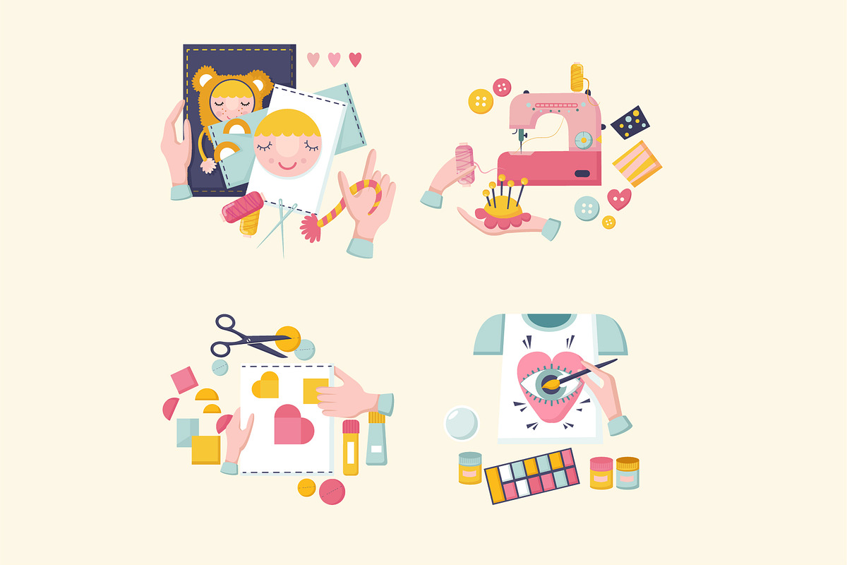 Hands create crafts, embroidery, a Decorative Illustration by ZinetroN ...