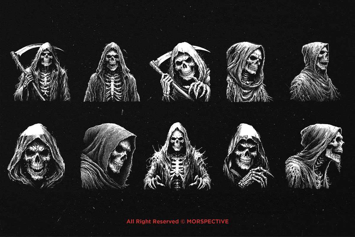 10 Bundle Dark Art Grim Reaper Skull, an Illustration by Morspective (Photo 6 of 7)