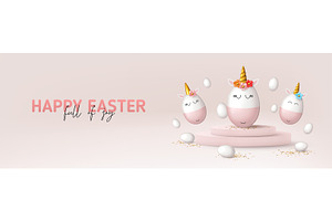 Happy Easter Horizontal Banner