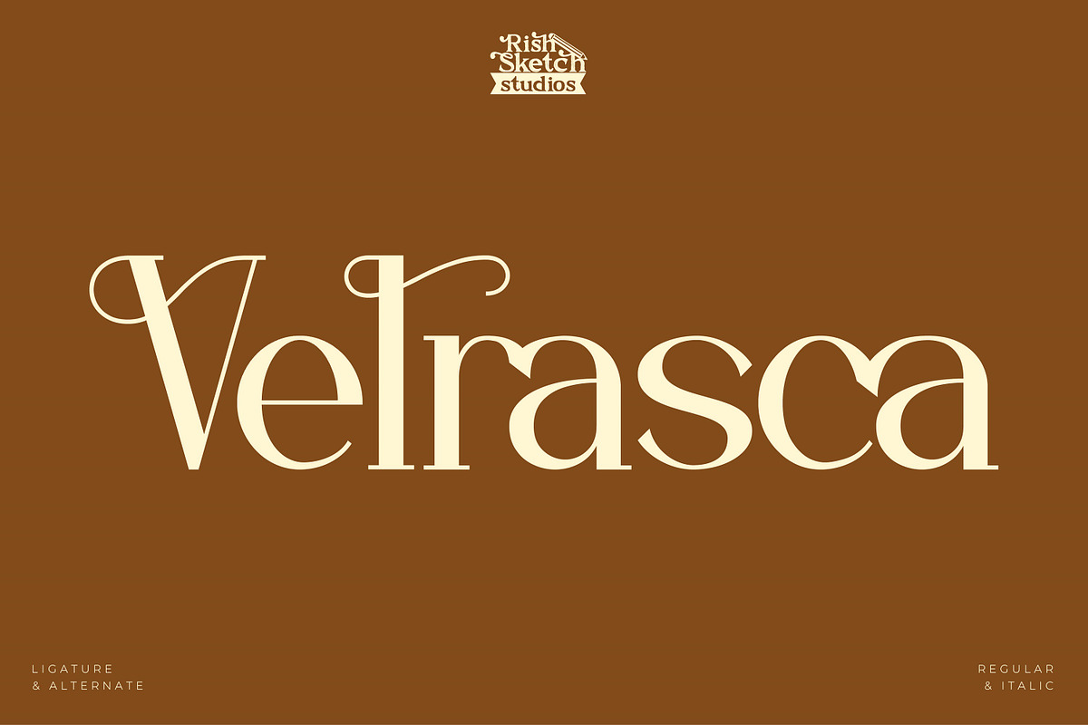 Velrasca - Serif Typeface Font, a Serif Font by Rishsketch (Photo 1 of 15)
