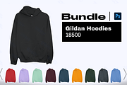 Gildan Hoodie Mockups Bundle 18500, a Hoody Mockup by creativsupply (Thumbnail 1 of 5)