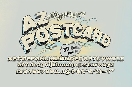 AZ Postcard 3D, a Font by Artistofdesign