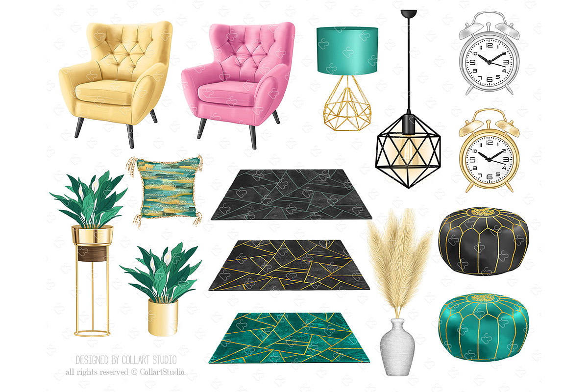 Home Clip Art, furniture design, a Decorative Illustration by Collart Studio (Photo 4 of 9)