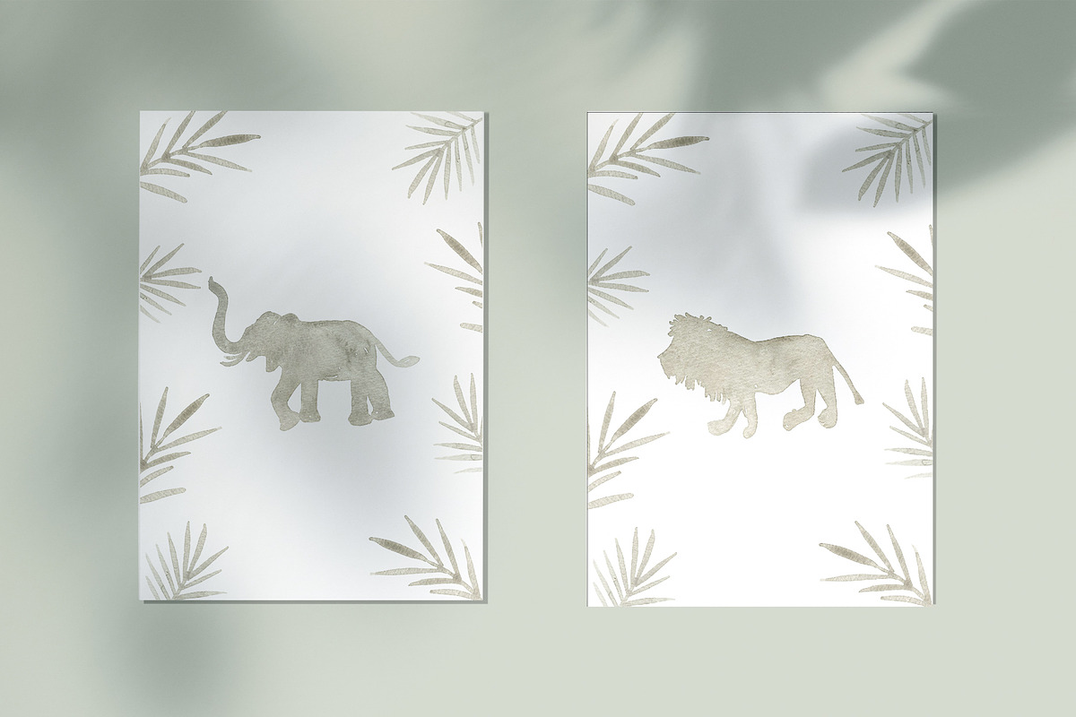 Watercolor Jungle Animal Silhouettes, an Animal Illustration by Amanda Houston (Photo 3 of 3)