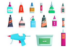 Plastic glue bottles. Containers, an Object Illustration by Valerie Bodnar