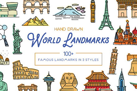Hand Drawn World Landmarks, an Education Illustration by Linseed Studio